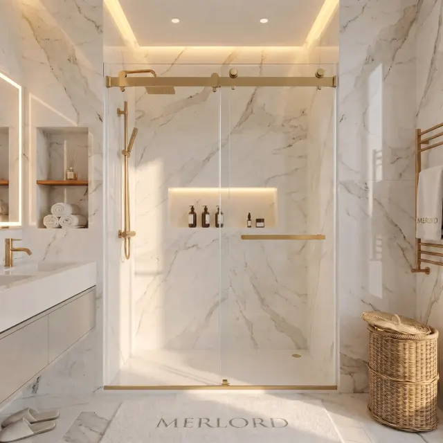 Double Sliding Frameless Shower Door with One Finger Pull - MD-DS01H